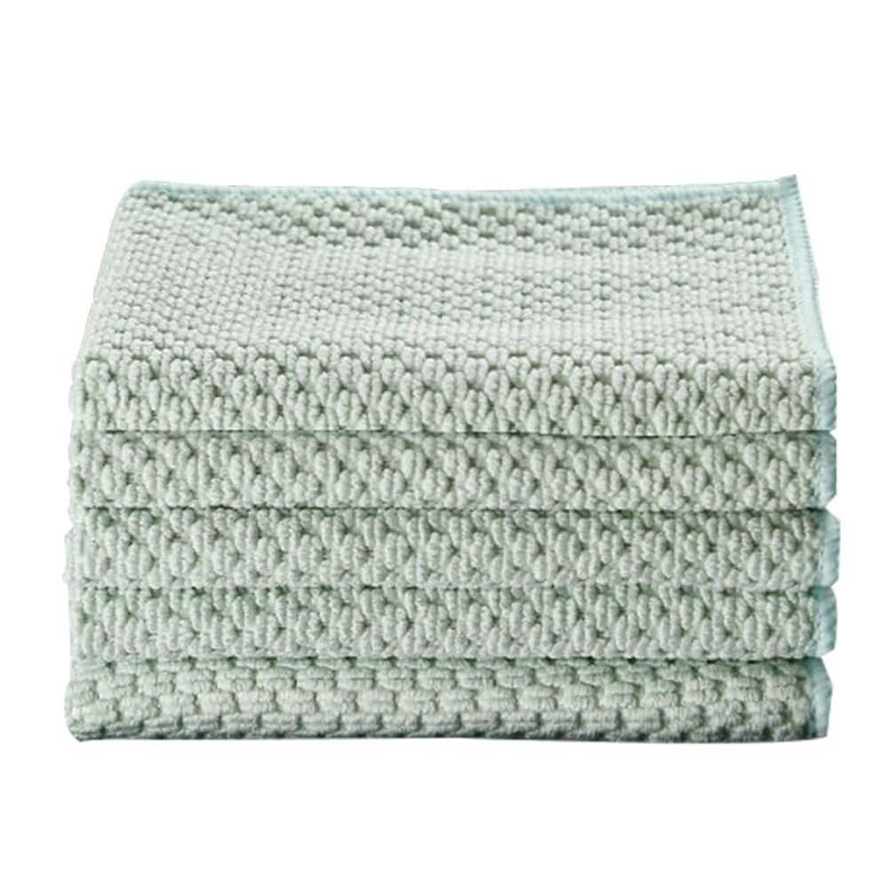 Synvexor 5pcs Kitchen Dishcloths Practical Dish Towels Household Cleaning Cloths (Green) 11.79x11.79x0.08in