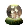 Crystal Ball Engraved with 3D Cat and Lily of The Valley Figurine with LED Colorful Base, Glass Sphere Collectible Ornament,A-60mm view 1