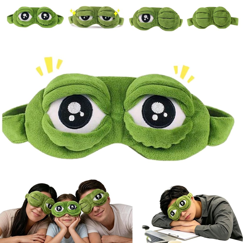 3D Funny Frog Sleep Mask, Funny Cute Animal Eye Mask for Sleeping, Soft Comfortable Eye Mask for Kids & Adults, Blackout Sleeping Mask for Travel, Nap, Night Sleep (Green*1Pc)
