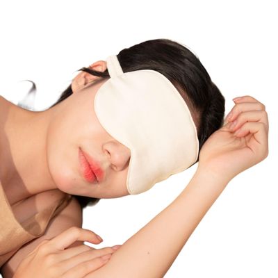 100% Natural Undyed Mulberry Silk Sleep Eye Mask, Handcrafted in Co Chat Village Vietnam, Set of 2 (Ivory White & Golden) - Soft Padding, Gentle Elastic Strap