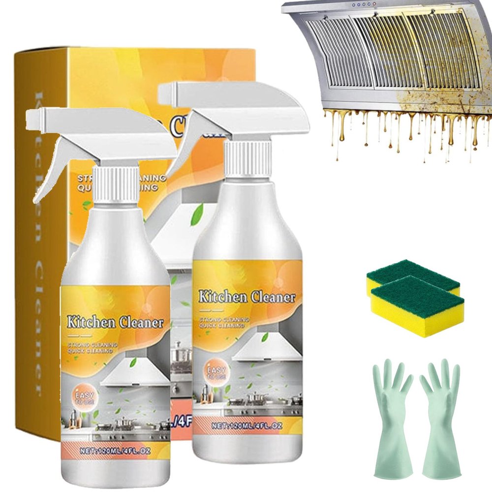Effective Kitchen Degreaser Cleaner Spray, Heavy Oil Cleaner Stain, 120ml Heavy-Duty Degreaser Spray, For Countertops, Ovens and Appliances (3)