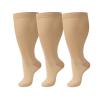 3 Pairs Plus Size Compression Socks for Women and Men Wide Calf Extra Knee High Support for Circulation (02,4x_l) view 1