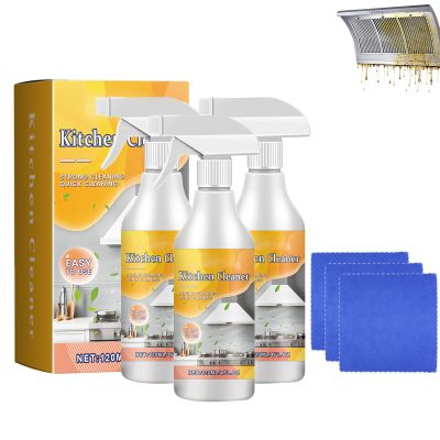 Effective Kitchen Degreaser Cleaner Spray, Fast-Acting Heavy-Duty Grill Degreaser Spray, Heavy Duty Grease Remover Kitchens, Multi Surface Cleaner for Grill Grates, Ovens, Kitchen (3pcs)