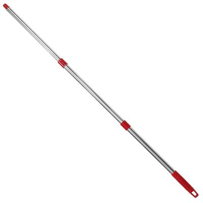 DOITOOL Replacement Mop Handle Rod 3-Section Red Plastic Threaded Mop Stick with Stainless Steel Broom Pole for Household Floor Cleaning and Bathroom Use