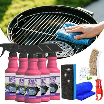Cyeior Fast-Acting Heavy-Duty Grill Degreaser Spray, 120ml BBQ Grill Cleaner for Outdoor Grills, Heavy Duty BBQ Grill Degreaser for Burnt Food & Grease, Easy Clean (5PCS)