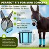 Yeyeplum Mini Donkey Fly Mask with Ears and 4 Set Donkey Fly Boots Mule Leggings, Breathable Stretchy Mule Leg Wraps Mask Boots with Mesh Eye Covers from Insects and Bugs with Adjustable view 2