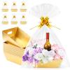 AFOROEOA 20 Pack Gold Gift Baskets Empty, 10x8x3.5" Thick Paper Basket with 20 Clear Bags and 20 Gold Bows, Empty Gift Baskets for Christmas Valentine Easter Birthday Anniversary Bulk Wrapping view 1
