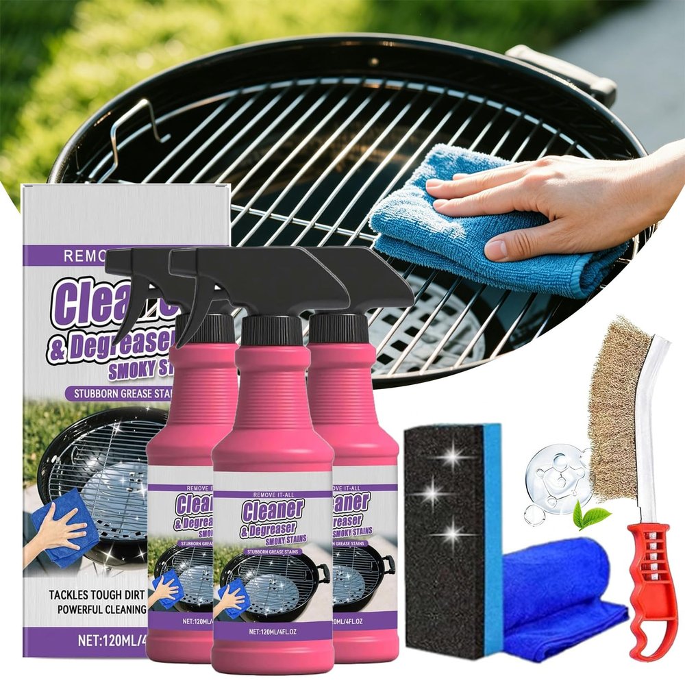 Cyeior Fast-Acting Heavy-Duty Grill Degreaser Spray, Heavy Duty BBQ Grill Degreaser Cleaner, 120ml BBQ Degreaser for Outdoor Grills & Smokers, Removes Burnt Grease (3PCS)