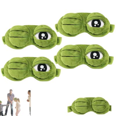 2027 New 3D Frog Sleep Mask, Soft Funny Frog 3D Sleep Mask, Soft, Comfortable, Light-Blocking Eye Mask, Features an Elastic Strap and A Rear Storage Pocket for Naps, Long Flights, Meditation (4Pcs)