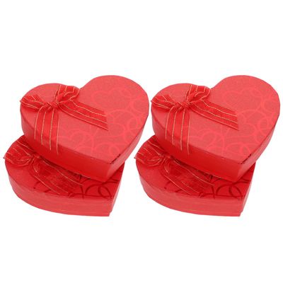 NIYANGLE Heart Shape Chocolate Storage Boxes 4pcs Small Red Candy Container Paper Boxes for Valentine's Day Mother's Day 10-compartment Case