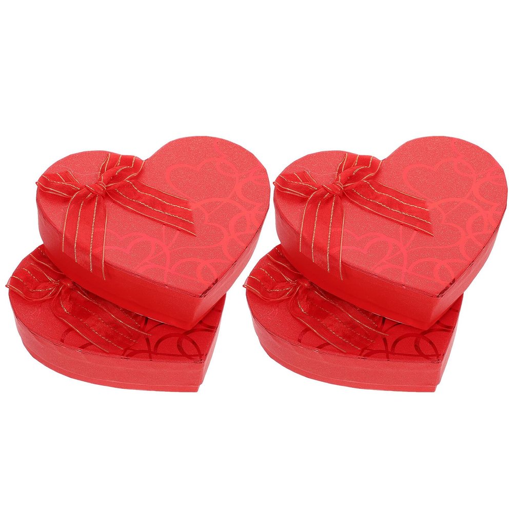 NIYANGLE Heart Shape Chocolate Storage Boxes 4pcs Small Red Candy Container Paper Boxes for Valentine's Day Mother's Day 10-compartment Case