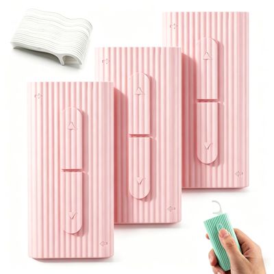 3 Pcs Portable Dental Floss Case, Automatic Pop-up Portable Floss Dispenser for Cleaning Teeth and Oral Care, Storage 10 Picks Floss in Box, Refillable Holder for Travel Home Hotel Dinner (Pink)