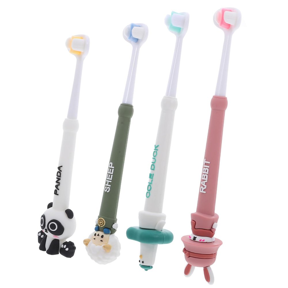 Beavorty 4pcs Three-Sided s Toothbrush with Extra Soft Bristles for Ages 3+ Gentle Oral Care Toothbrush Set