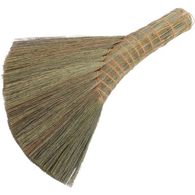 HAKIDZEL Handmade Straw Broom Soft Whisk Brush Traditional Dust Cleaning Broom for Indoor Sofa Bed Sweeping with Non-Static Soft Bristles Small Size