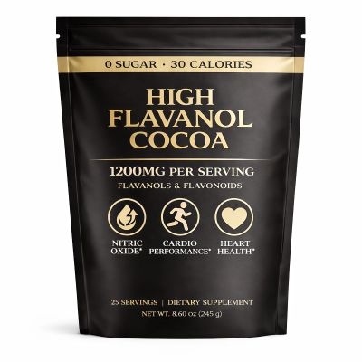 High Flavanol Cocoa Powder, 1200mg Flavanols & Flavonoids per Serving, 600mg Epicatechin, 10X Concentrated Cocoa Extract, 0 Sugar, 30 Calories, Daily Cocoa Mix for Coffee & Smoothies, 25 Servings