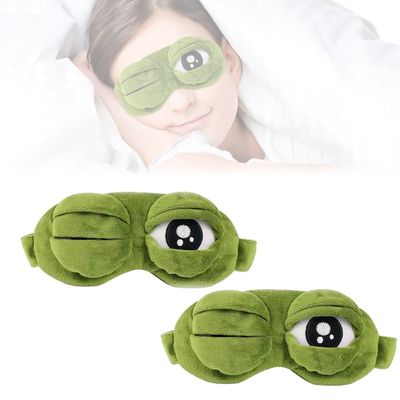 3D Cute Frog Sleep Eye Mask, Funny Cute Frog Eye Blindfold Cover, Ultra-Soft Pressure-Free, Elastic Strap, Back Pocket, Easy to Clean for Travel Yoga Nap (2Pcs)