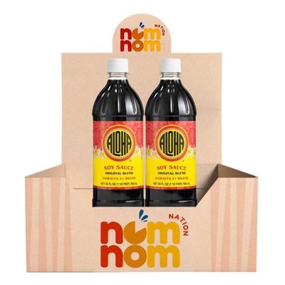 Aloha Shoyu Original Blend Soy Sauce (24 oz) Bottle Shoyu Asian Sauce for Dumpling and Eel Dark Soy Low Sodium Style Ponzu and Organic Tamari Alternative with Refrigerator Magnet Pack of 2