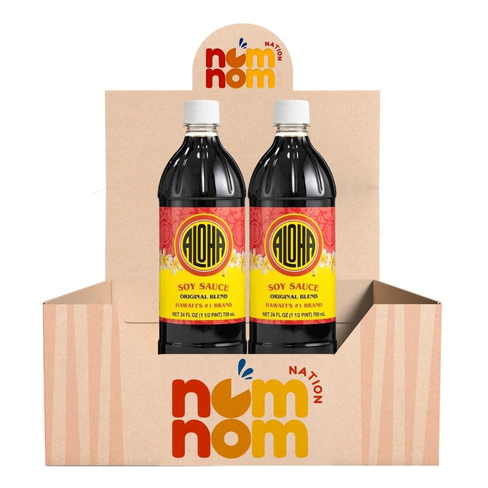 Aloha Shoyu Original Blend Soy Sauce (24 oz) Bottle Shoyu Asian Sauce for Dumpling and Eel Dark Soy Low Sodium Style Ponzu and Organic Tamari Alternative with Refrigerator Magnet Pack of 2