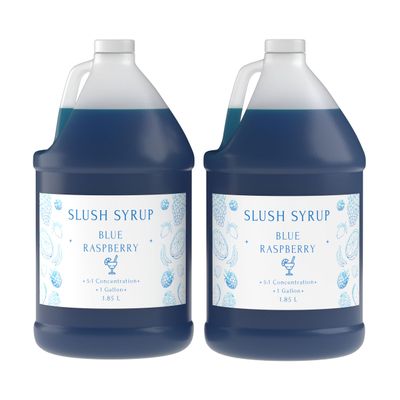Blue Raspberry Slushy Syrup Concentrate 1 Gallon, 5:1 Frozen Drink Mix for Slushie & Granita Machines, Snow Cone & Shaved Ice Flavoring, 48 Servings, Gluten Free, Made in USA (Pack of 2, Blue Raspberry)