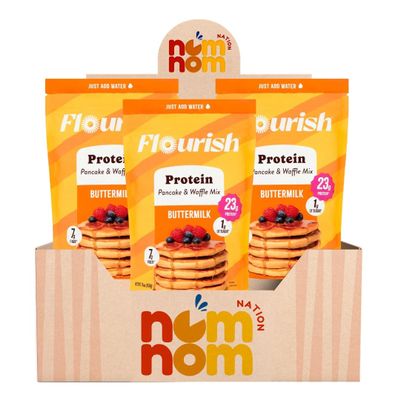 Flourish Protein Pancake & Waffle Mix (16 oz) Pancake and Waffle Mix for Protein Pancakes and Waffles Twisted Dough with Refrigerator Magnet Pack of 3