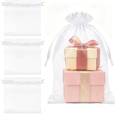 12x16 inch Large Organza Bags | 65Pcs |White Drawstring Gift Bags Bulk | Sheer Mesh Goodie Bags for Jewelry Craft Sachet Gifts Wrap Vegetables Growing Plants Favors in Wedding Baby Shower Birthday etc