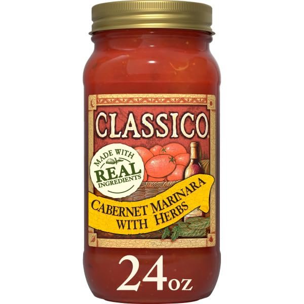 Classico Cabernet Marinara with Herbs Pasta Sauce, Red Wine Tomato Sauce for Spaghetti, Lasagna & Pizza, 24 Ounce (Pack of 12)