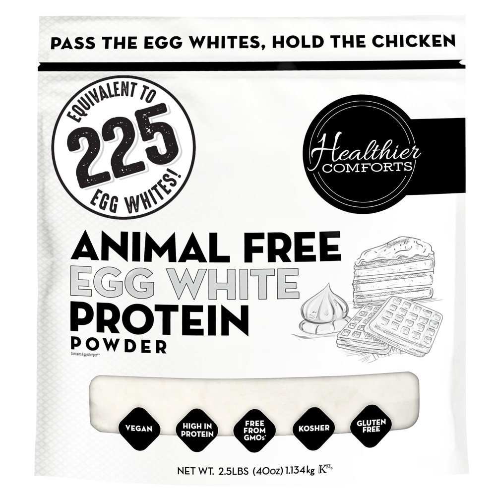 Healthier Comforts Animal-Free Egg White Protein Powder | Make Vegan Egg Omelets, Angel Food Cake, Meringue, Protein Shakes | Whips and Binds Just Like Traditional Egg Whites (40 oz)