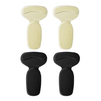 STOBAZA 2 Pairs Womens Thickened Anti-Slip Heel Stickers Cushions, Shock Absorbing Heel Protectors Inserts with Sponge Material for Blister Prevention and Foot Comfort, Black and Beige