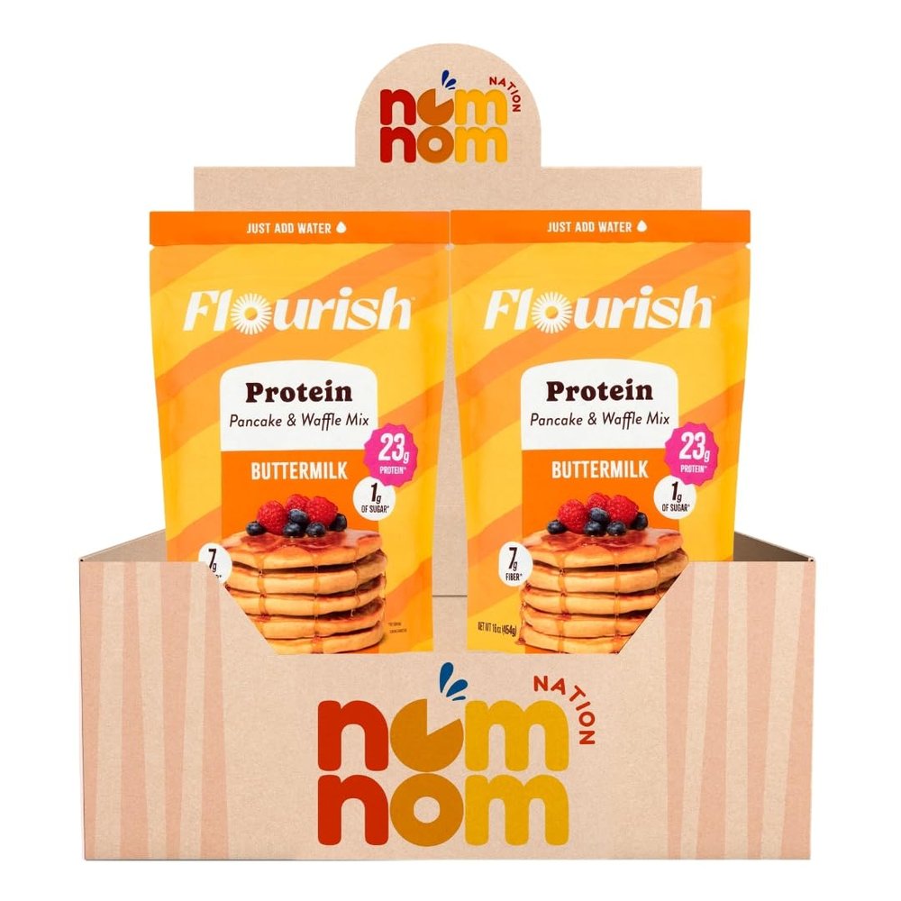 Flourish Protein Pancake & Waffle Mix (16 oz) Pack of 2 Pancake and Waffle Mix for Protein Pancakes and Waffles Twisted Dough with a Random Item 3 Items