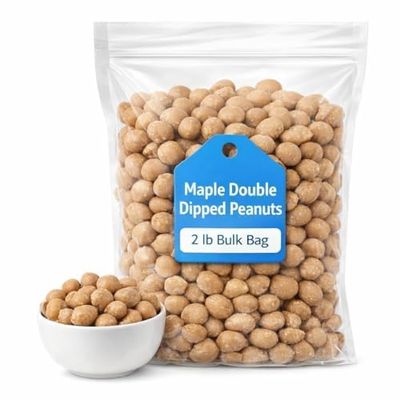 Maple Double Dipped Peanuts, Sweet Crunchy Coated Snack, 2 lb Bulk Bag