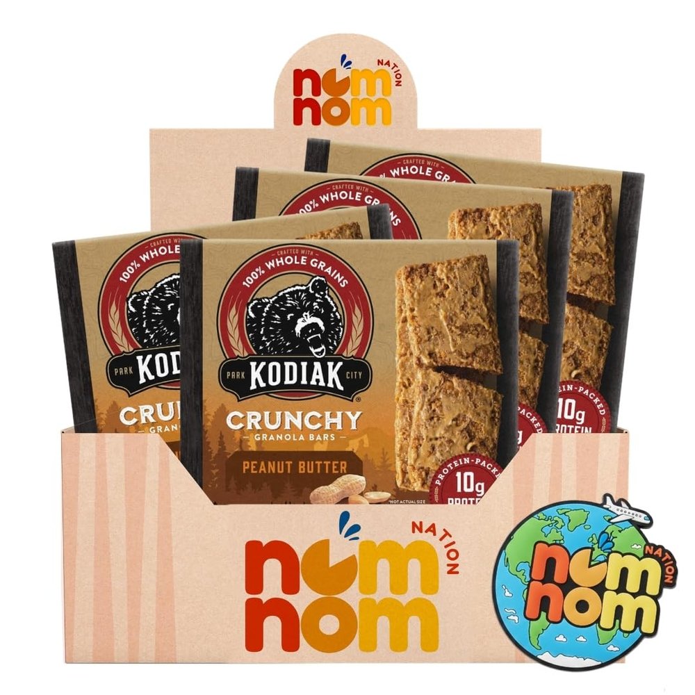 Kodiak Peanut Butter Granola Bars 9.5 oz Protein Snack Bars Chocolate Chip Breakfast Bites Portable Snack Pack with Refrigerator Magnet Pack of 4