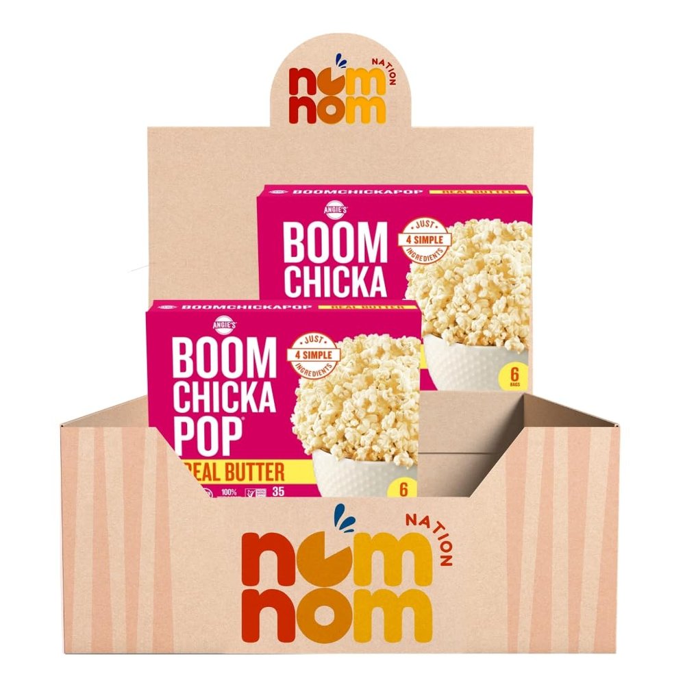 Angie's BOOMCHICKAPOP Real Butter Popcorn 3.29 oz Bags 6 Count Pack of 2 Pop Corn for Movie Night and Cheap Snacks Popcorn Individual Bags with a Random Item 3 Items