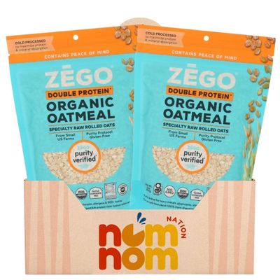 Zego Instant Hot Cereal 14 oz Oatmeal Cups Organic Breakfast Grain with Rolled Oats Protein Blend for Morning and Overnight Use with Refrigerator Magnet Pack of 2