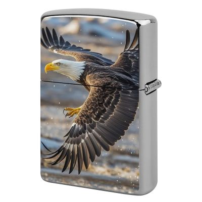 Custom Bald Eagle Flying Lighter Case Personalized Metal Lighter Cover Holder Reusable Shockproof Protective Lighters Without Insert Gift for Men Women Dad Husband