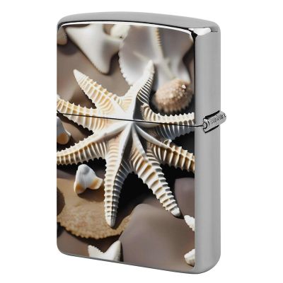 Custom Beach Seashell Starfish Lighter Case Personalized Metal Lighter Cover Holder Reusable Shockproof Protective Lighters Without Insert Gift for Men Women Dad Husband