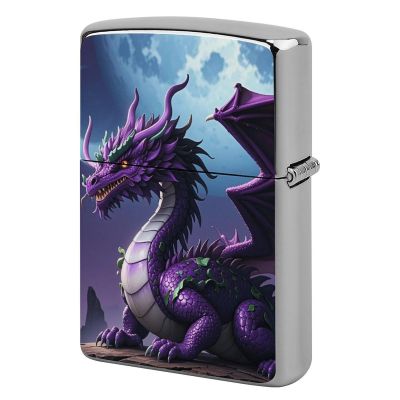 Custom Purple Dragon Lighter Case Personalized Metal Lighter Cover Holder Reusable Shockproof Protective Lighters Without Insert Gift for Men Women Dad Husband