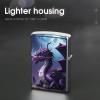 Custom Purple Dragon Lighter Case Personalized Metal Lighter Cover Holder Reusable Shockproof Protective Lighters Without Insert Gift for Men Women Dad Husband view 4