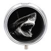 Black Shark Head Pill Box Portable Mini Travel Pill Organizer Holder 3 Compartment Decorative Round Pills Case Exquisite Daily Vitamin Container for Cod Liver Oil view 1