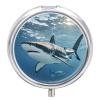 Ocean Sea Animal Shark Pill Box Portable Mini Travel Pill Organizer Holder 3 Compartment Decorative Round Pills Case Exquisite Daily Vitamin Container for Cod Liver Oil view 1