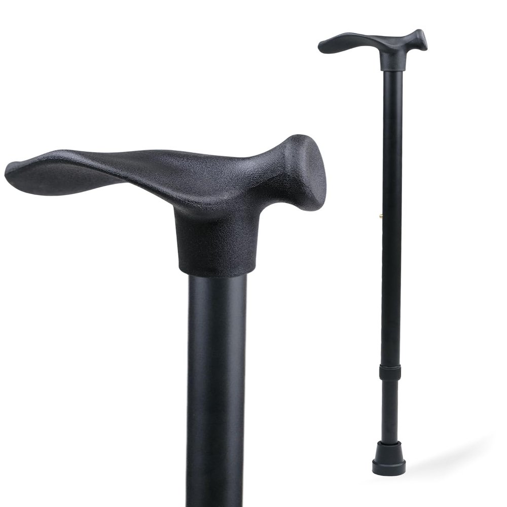 amicura FineStride Walking Cane for Men & Women Ergonomic Handle Height Adjustable Lightweight Portable Walking Stick Left Hand