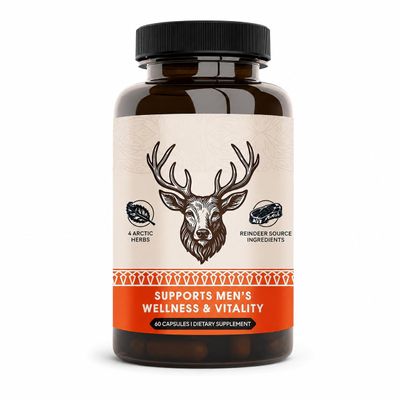 KUHSE Primal Viking Men's Overall Well-Being Supplement Supports Energy Levels & Overall Well-Being Arctic Herbal & Caribou Extract Formula
