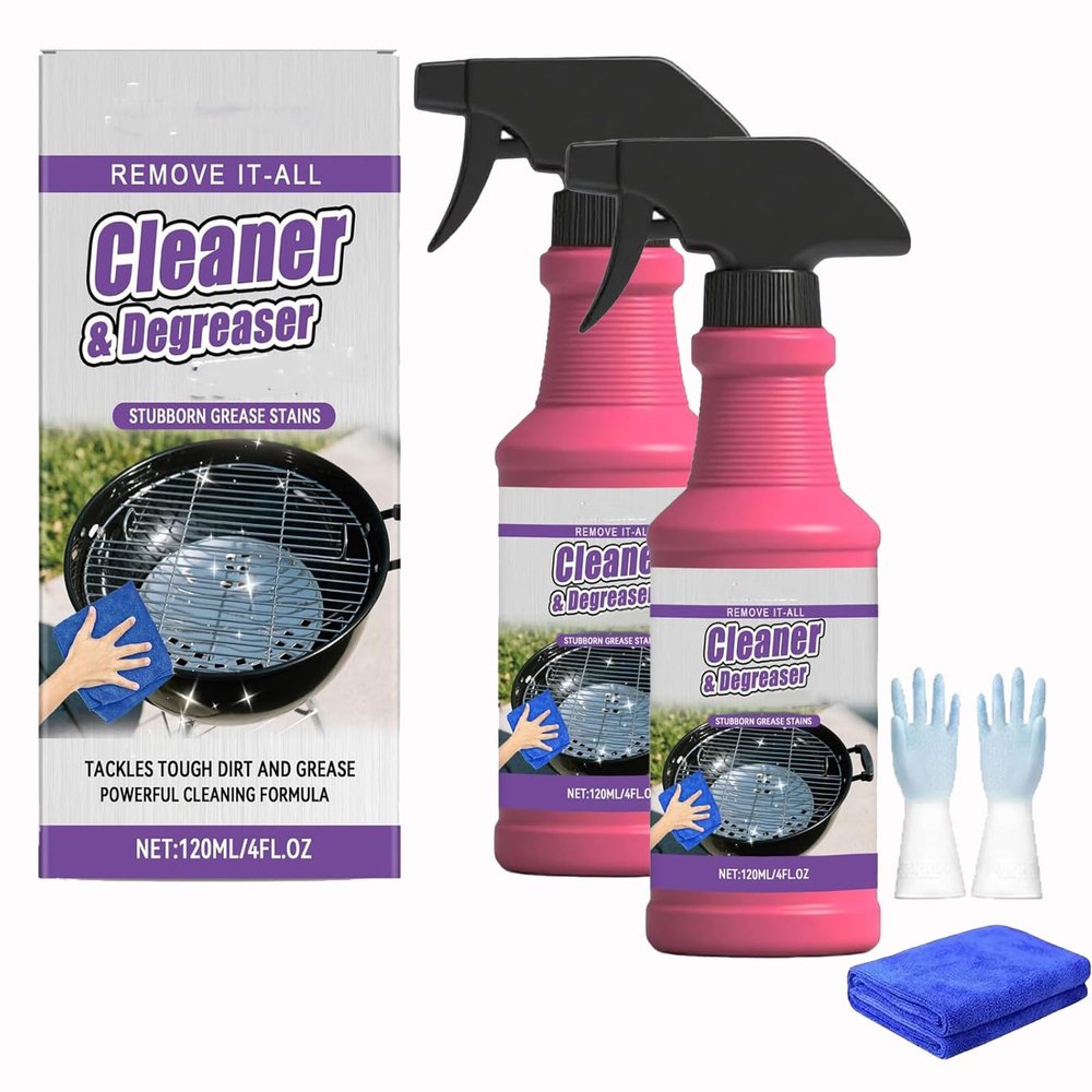 Fast-Acting Heavy-Duty Grill Degreaser Spray, Foaming Multi-Surface Cleaner for Stainless Steel Oven Racks Griddles, BBQ Grill Cleaner for Burnt Food and Grease (2Pcs)