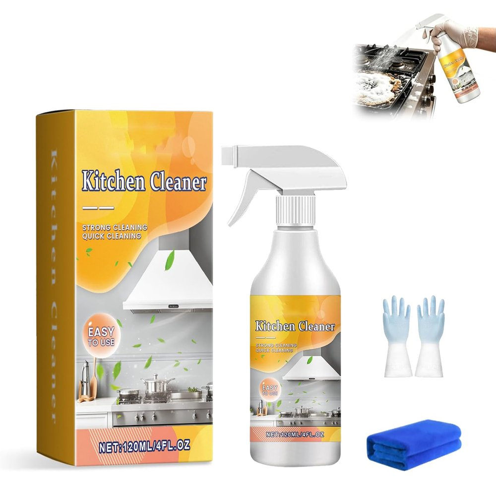 Tcvnmr Effective Kitchen Degreaser Cleaner Spray, Powerful Oven & Grill Cleaner Spray, All-Purpose Kitchen Cleaner Spray, Heavy Duty Degreaser Stain Remove, for Countertops, Stovetop (1Pcs)