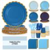Qyntelix Blue Plates and Napkins Party Supplies for 48 Guests, Disposable 7&9 Gradient Light Blue Scalloped Paper Plates Tableware Set for Birthday Party, Wedding, Baby Shower Decorations view 1
