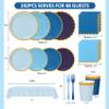 Qyntelix Blue Plates and Napkins Party Supplies for 48 Guests, Disposable 7&9 Gradient Light Blue Scalloped Paper Plates Tableware Set for Birthday Party, Wedding, Baby Shower Decorations view 2