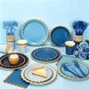 Qyntelix Blue Plates and Napkins Party Supplies for 48 Guests, Disposable 7&9 Gradient Light Blue Scalloped Paper Plates Tableware Set for Birthday Party, Wedding, Baby Shower Decorations view 4