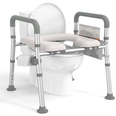 HOMLAND Toilet Seat Riser for Seniors with Adjustable Height & Width, 300lb