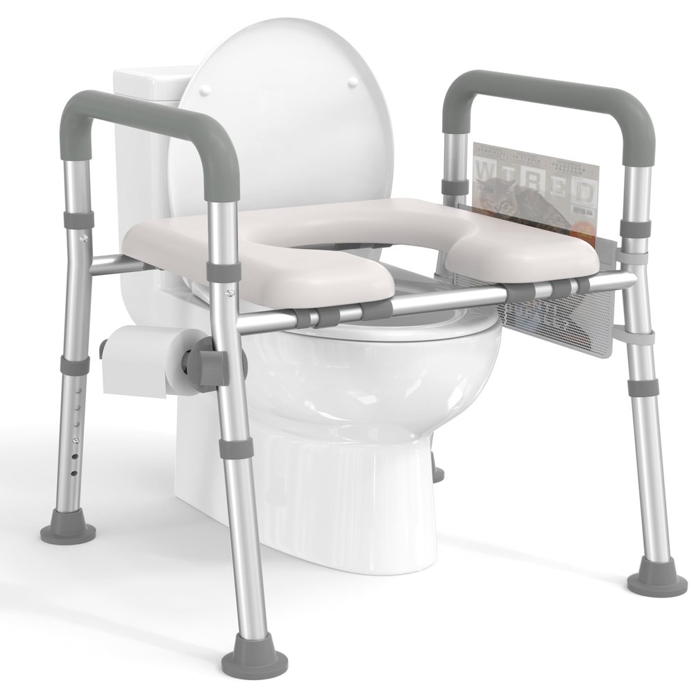 HOMLAND Toilet Seat Riser for Seniors with Adjustable Height & Width, 300lb
