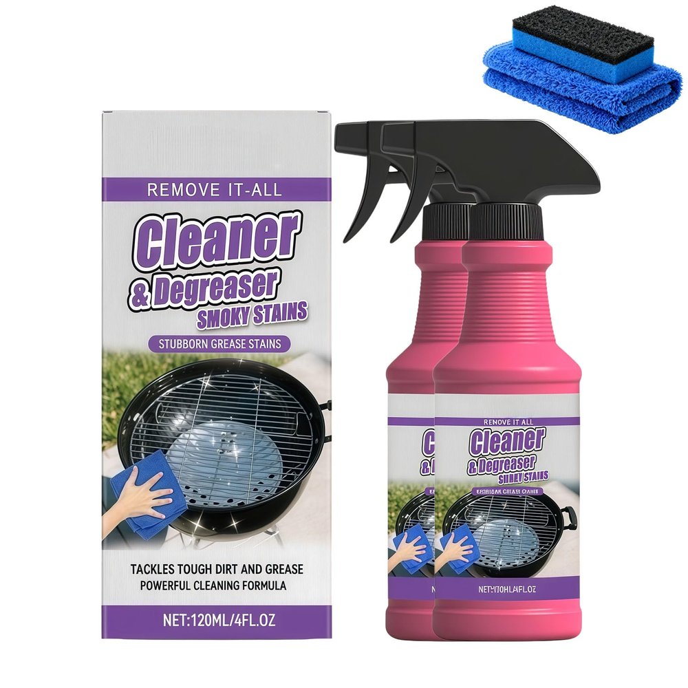 Lanenow Fast-Acting Heavy-Duty Grill Degreaser Spray for Outdoor Grills, BBQ Cleaning Spray for Grill Grates, Ovens, and Cooking Surfaces (2pcs)