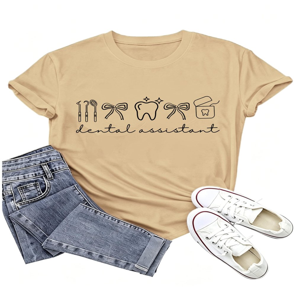 Dental Assistant Shirt Dental Shirt Women Funny Dentist Teeth T-Shirt Cute Tooth Shirts for Women Men
